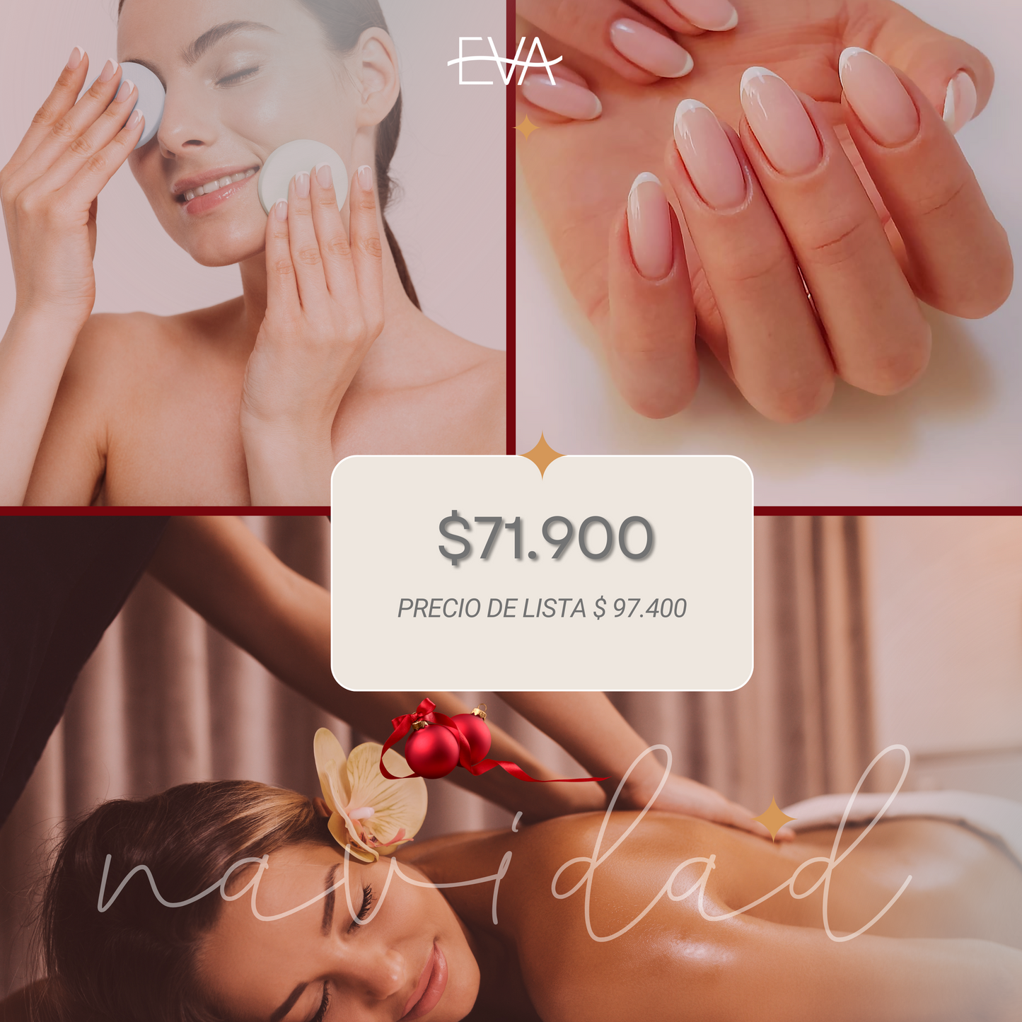 Manicure EVA Permanente + Limpieza Facial Profunda + Masaje Relajación 55 min