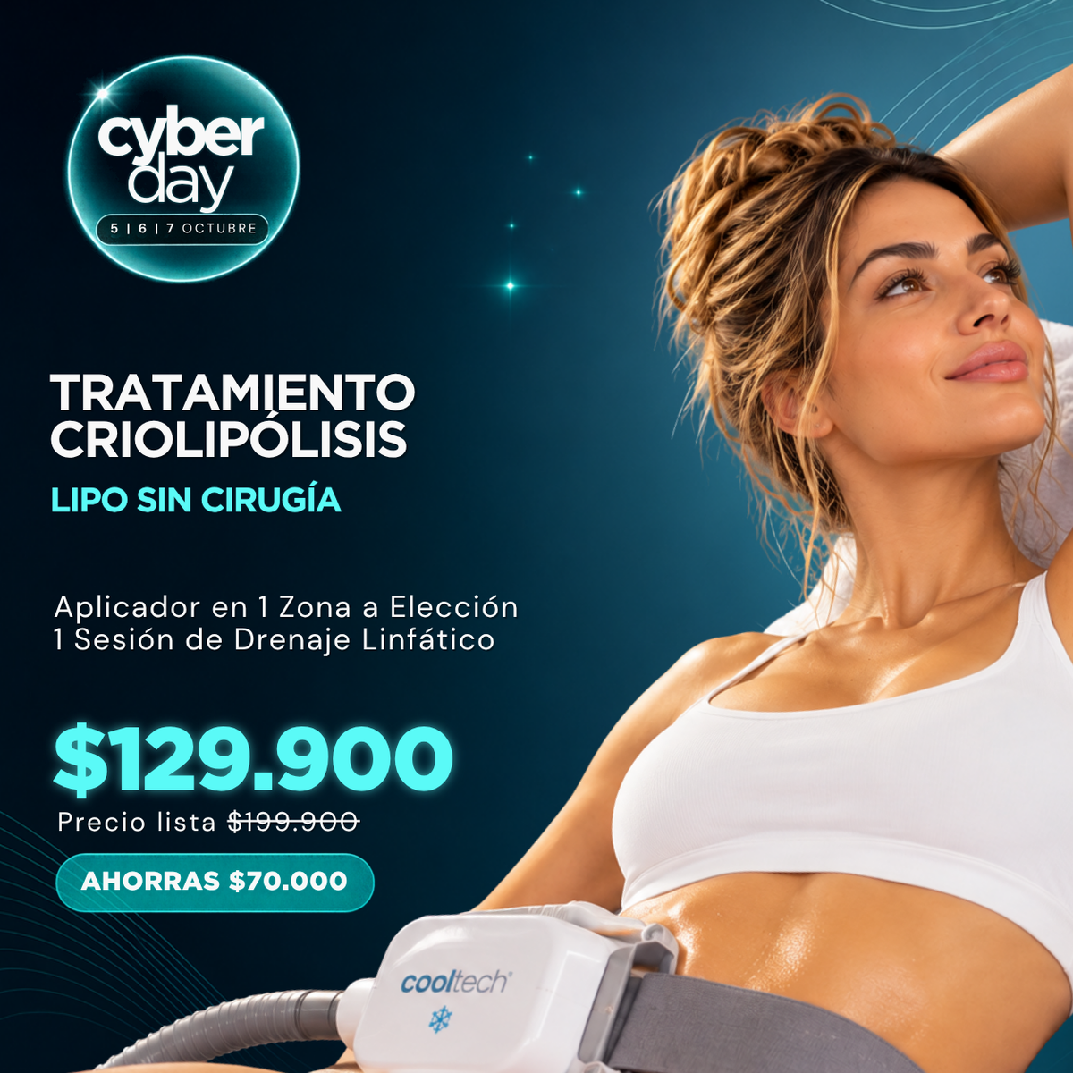 1 Aplicador de Criolipólisis + 1 Sesión de Drenaje Linfático